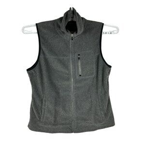 Chaps Sport Fleece Vest XL Gray Polyester Sleeveless Full-Zip Men's Outerwear